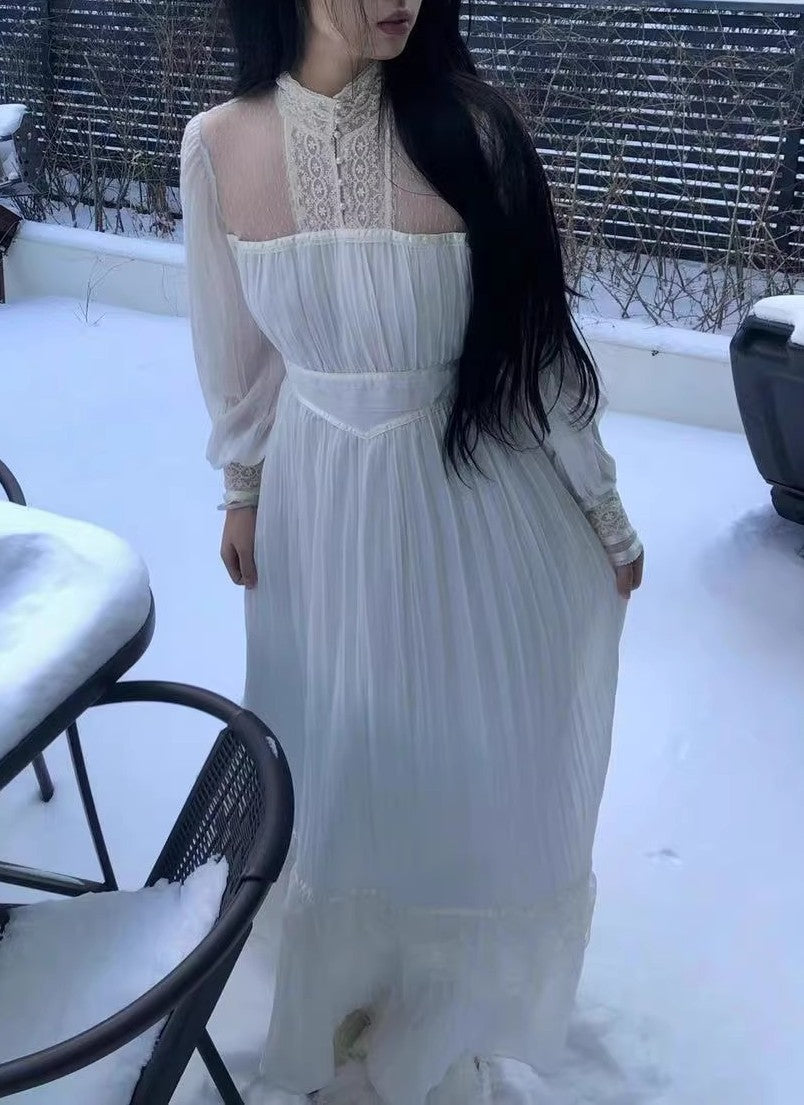 Gunne Sax Remake Stand Collar Pleated Dress