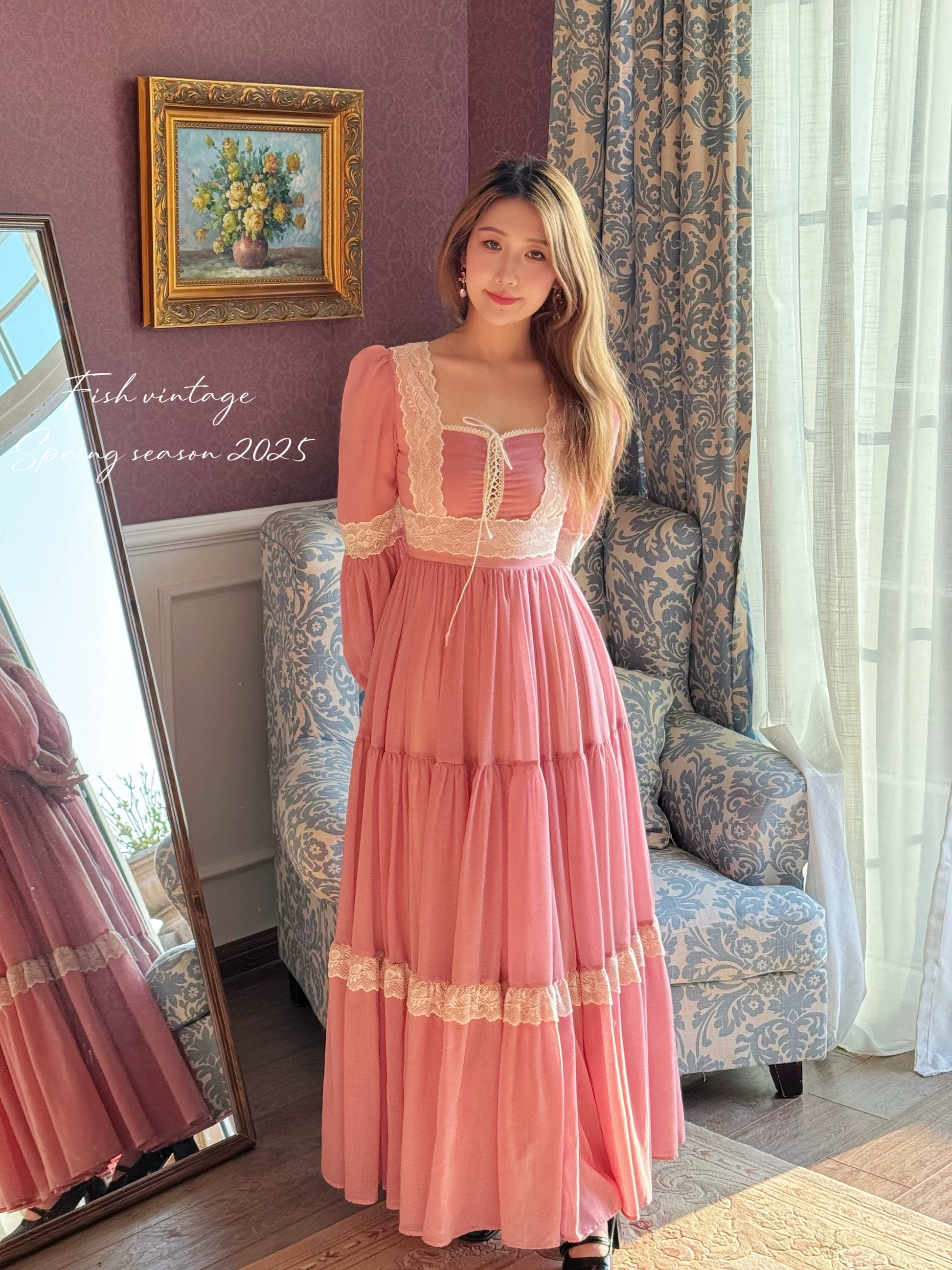 Gunne Sax Remake Pink Prairie Dress – Retro Fairy