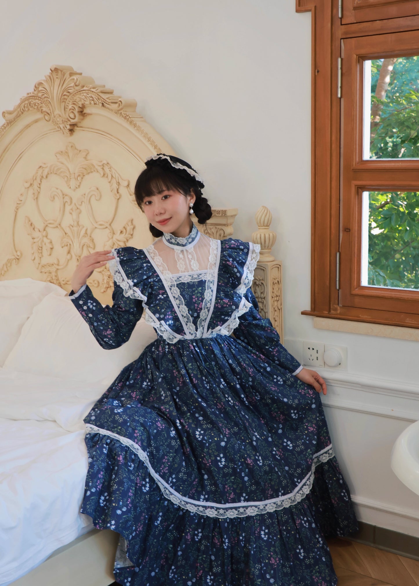 Gunne Sax Remake 70s Stand Collar Floral Prairie Dress