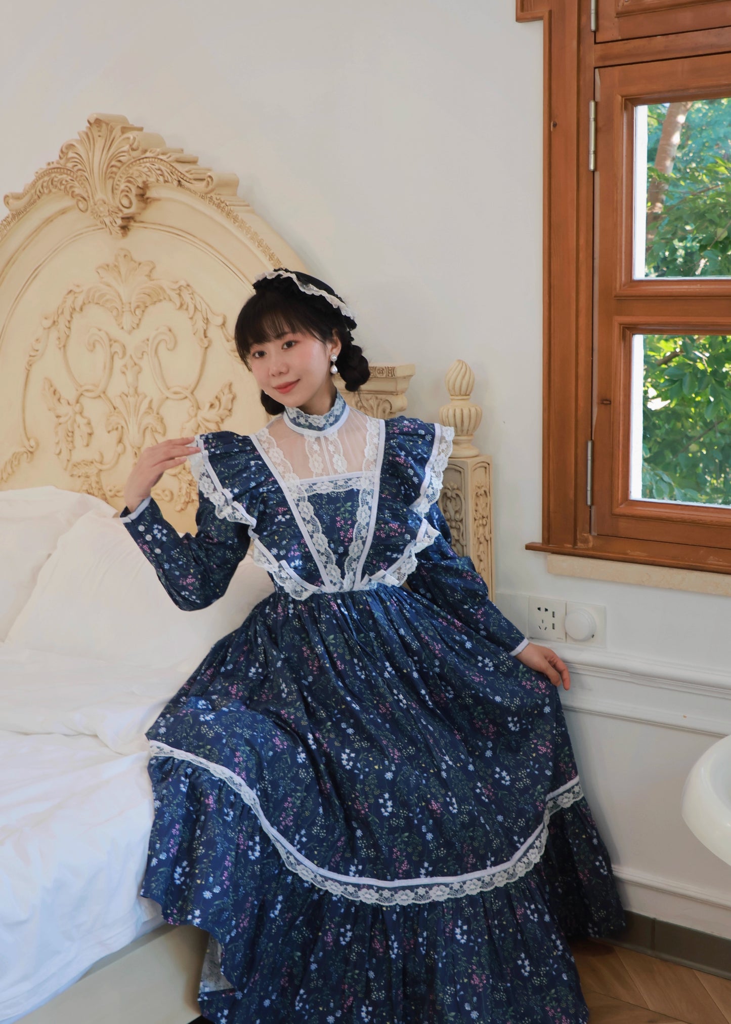 Gunne Sax Remake 70s Stand Collar Floral Prairie Dress