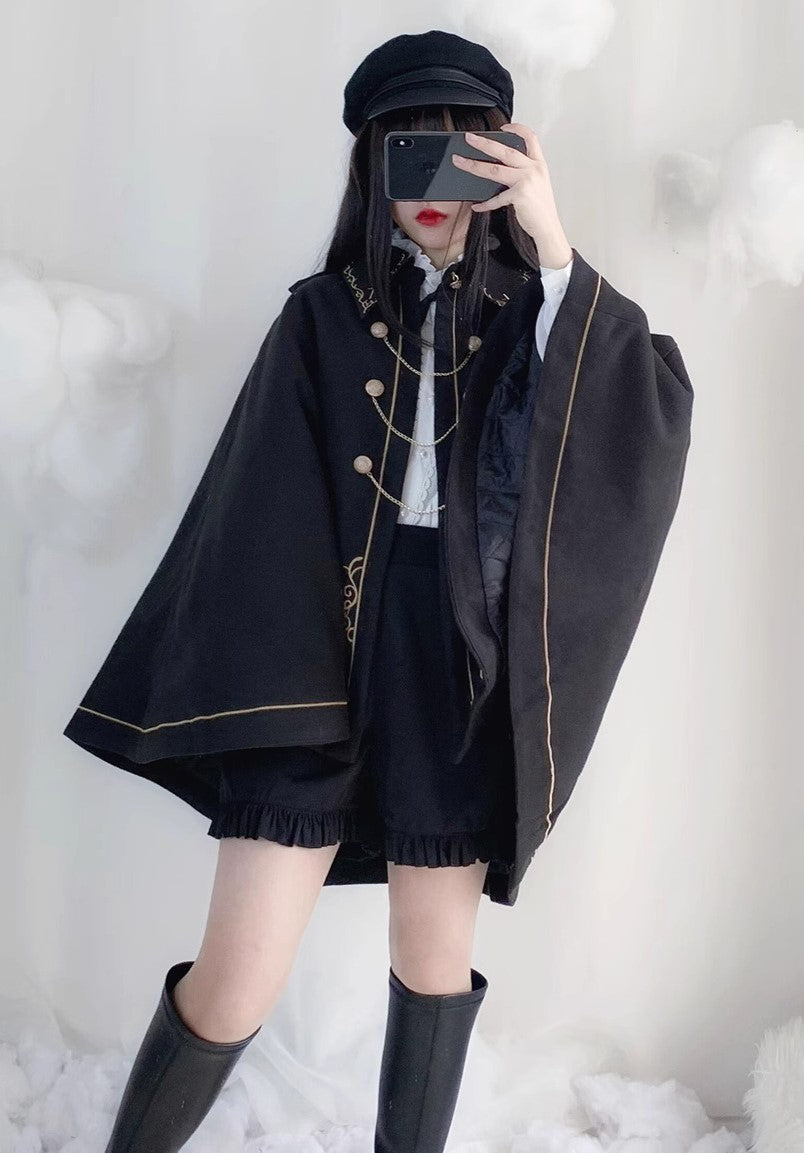 Dark Academia Embroidery Cape Coat – Retro Fairy
