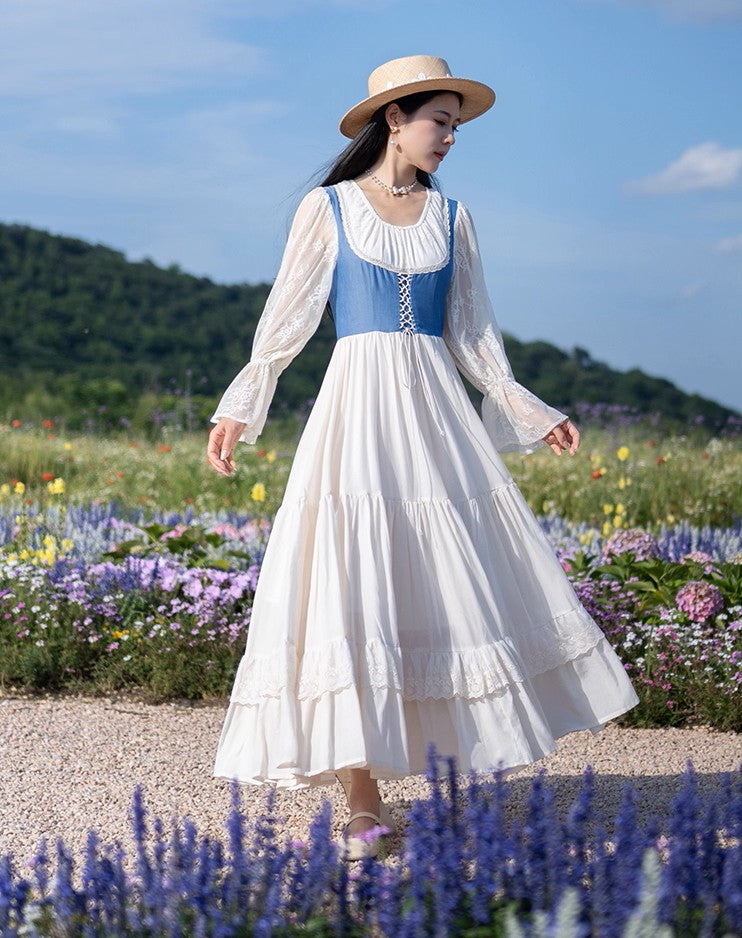 Gunne Sax Style Lace Stitched Prairie Dress – Retro Fairy