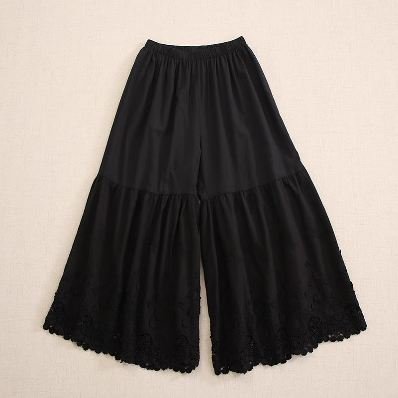 Cottagecore Embroidery Wide Leg Pants
