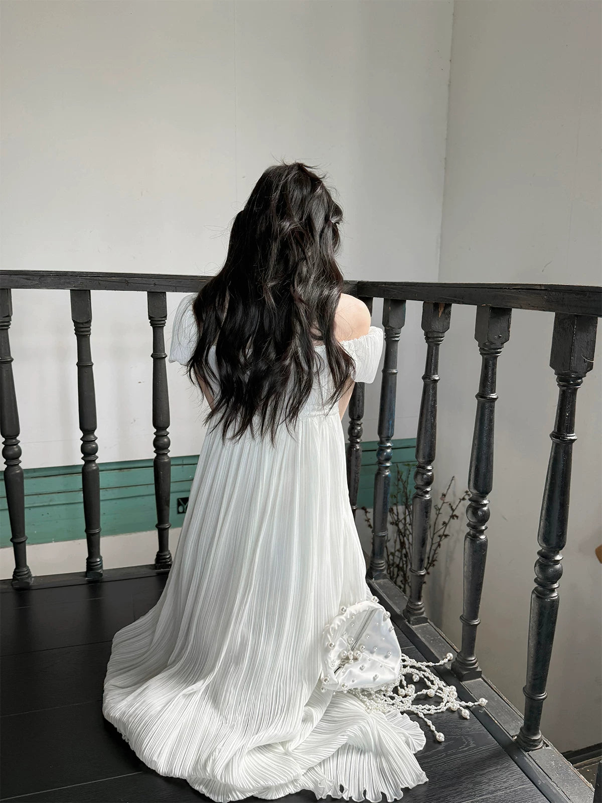 Regency Style Ruffled Pleated Dreamy Dress