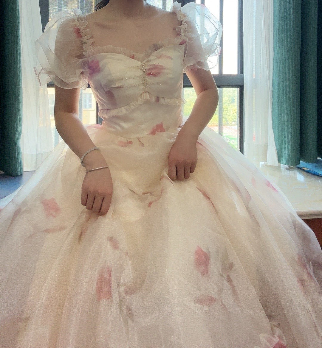 Princess Off-Shoulder Studded Floral Ball Gown L I Retro Fairy Princess Off-Shoulder Studded Floral Ball Gown L I Retro Fairy