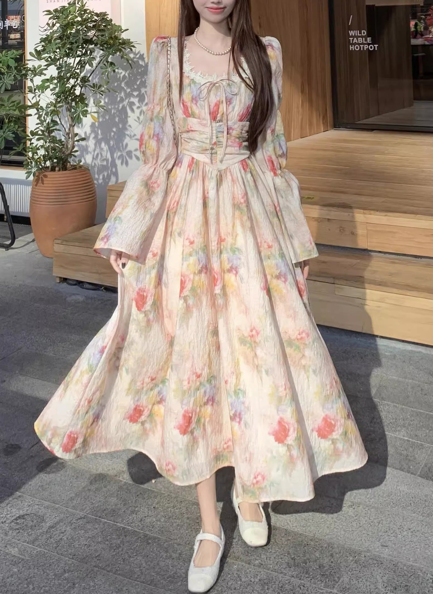 Dreamy Lace Stitched Floral Dress [Extended Sizes]