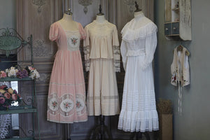 Vintage Remake Cottagecore Embroidery Short Sleeves Dress