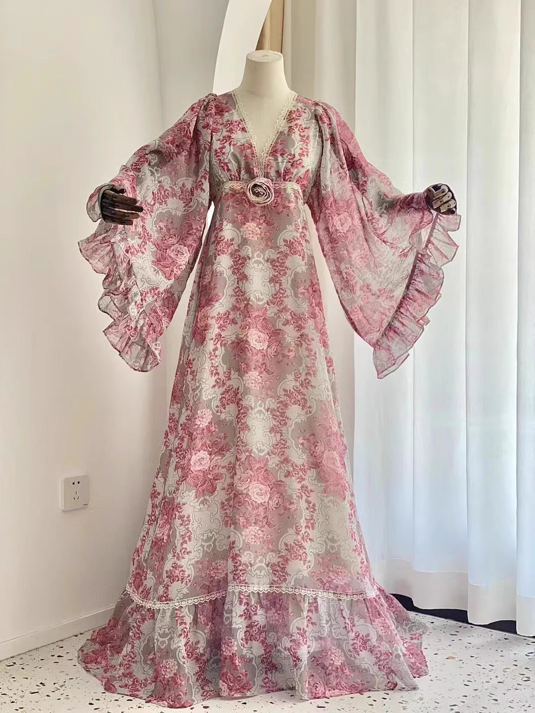 Gunne Sax Remake Floral Trumpet Sleeves Dress – Retro Fairy