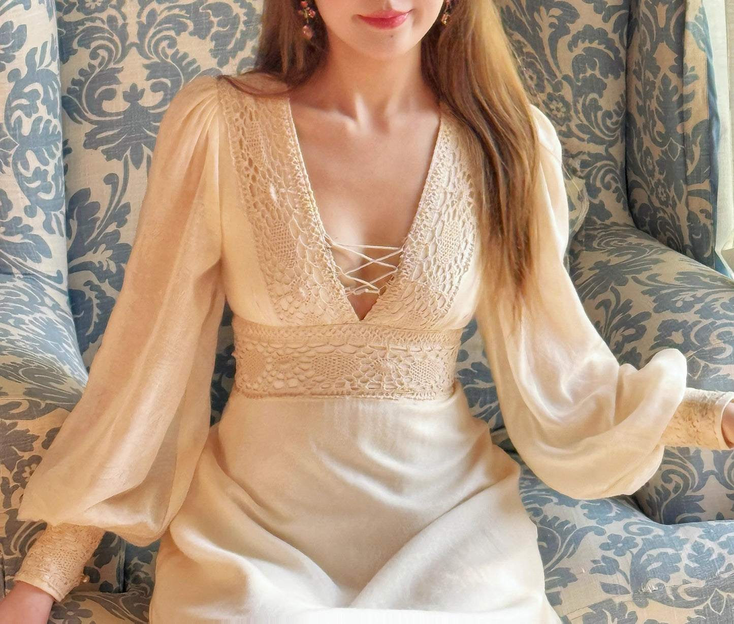Gunne Sax Remake V Neck Prairie Dress