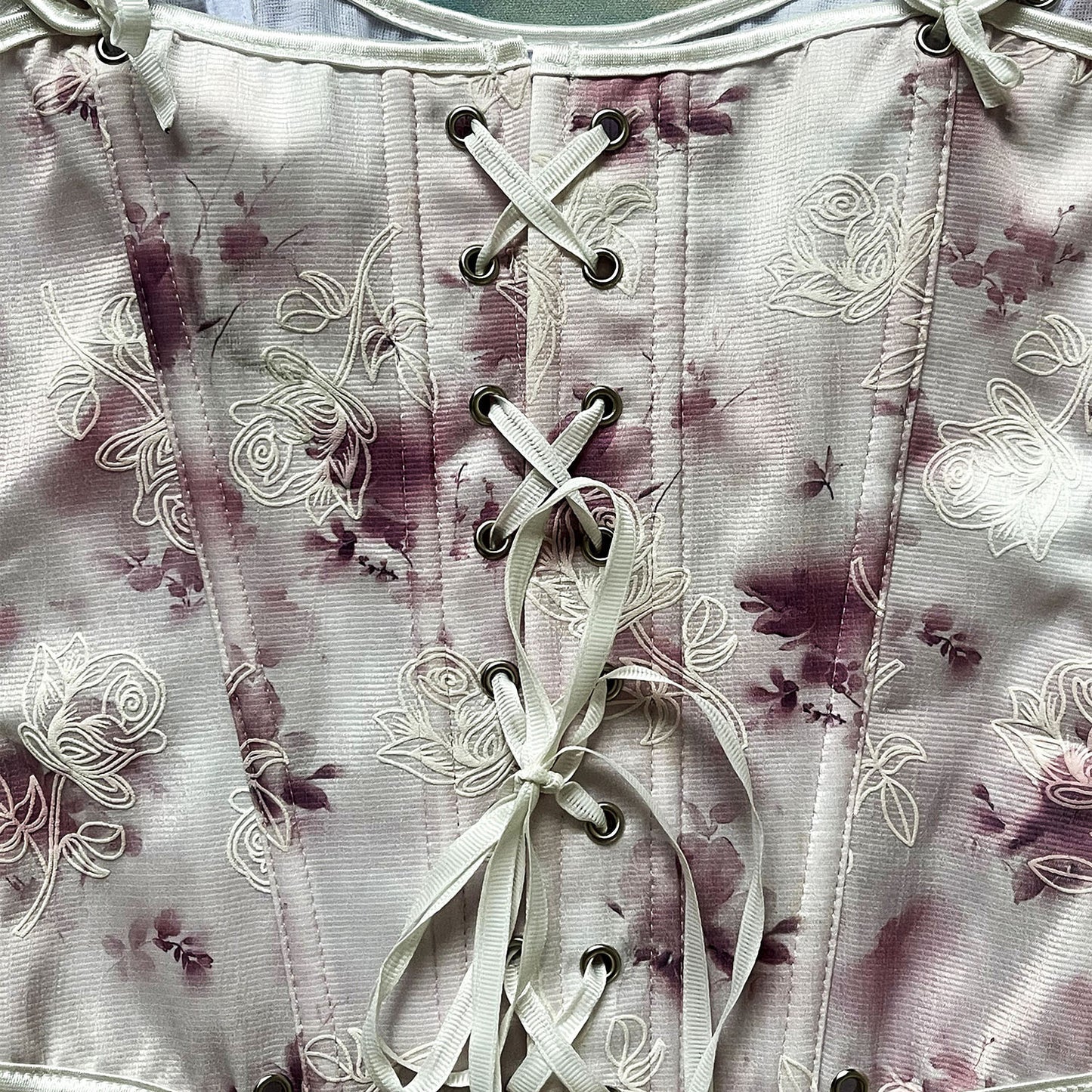 Retro Fairycore Bow Tie Floral Corset