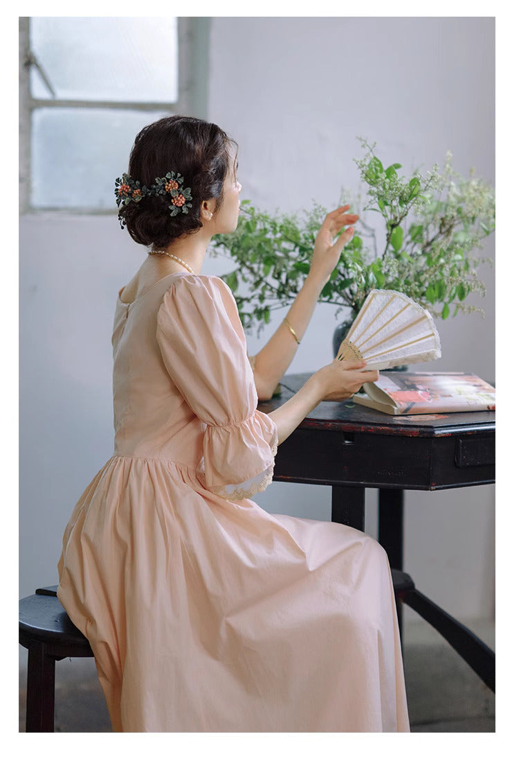 Period Drama Style Vintage Pink Dress