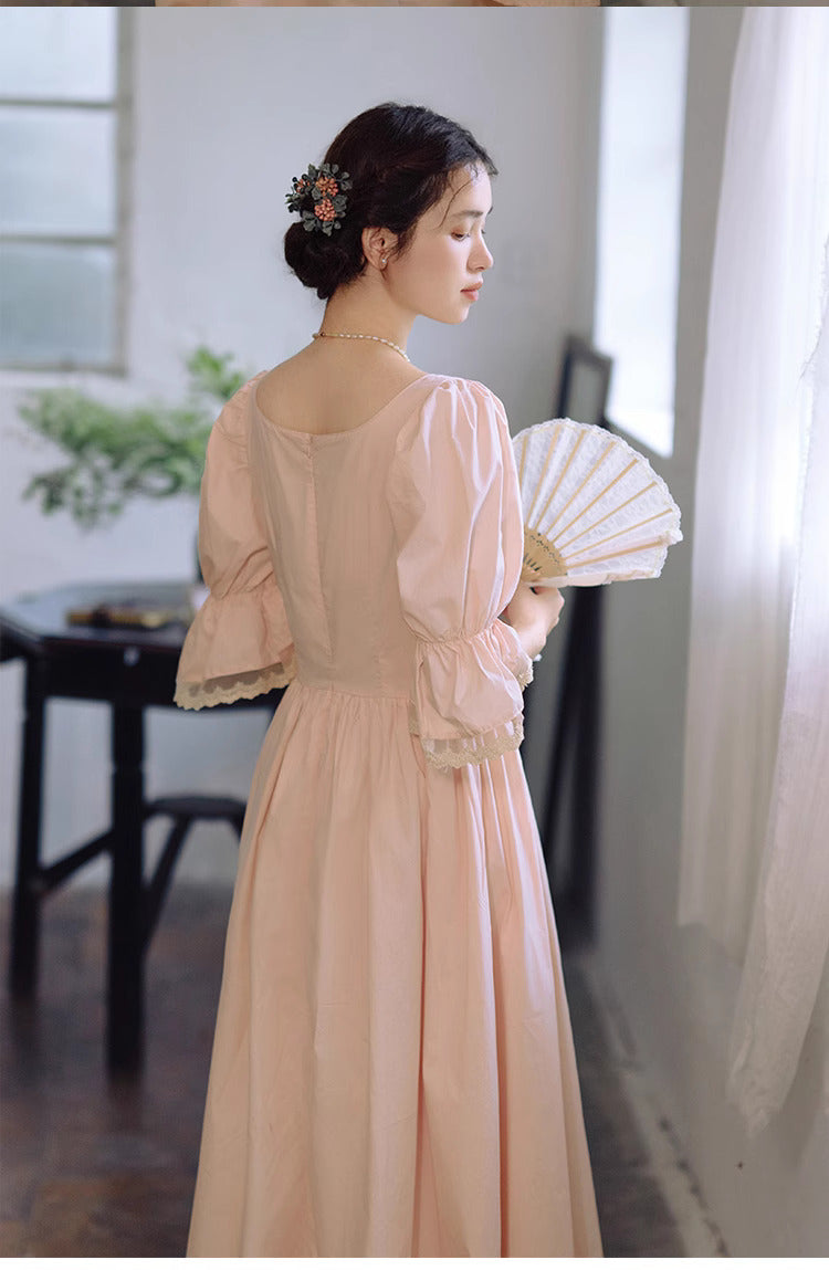 Period Drama Style Vintage Pink Dress