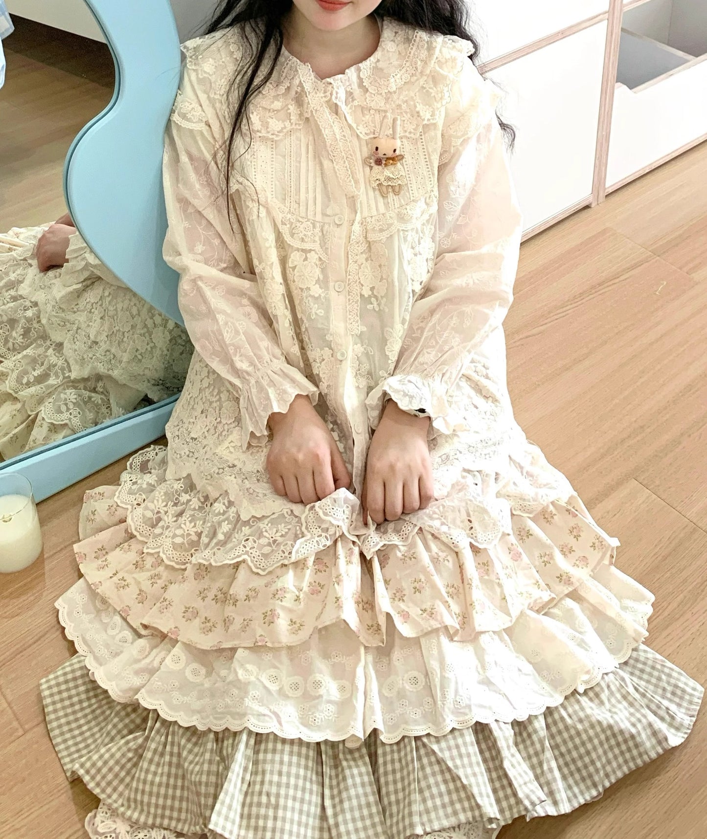 Cottagecore Embroidered Multi-layer Skirt