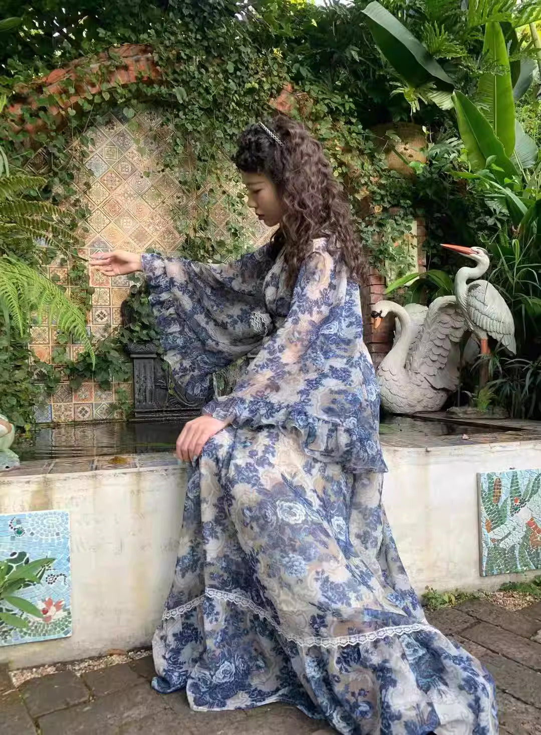 Gunne Sax Remake Floral Trumpet Sleeves Dress – Retro Fairy