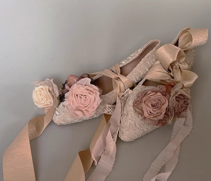 Vintage Fairycore Rose Embellished Shoe