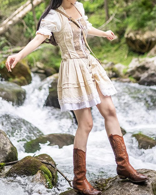 Fairycore lace up Blouse Top & Skirt – Retro Fairy