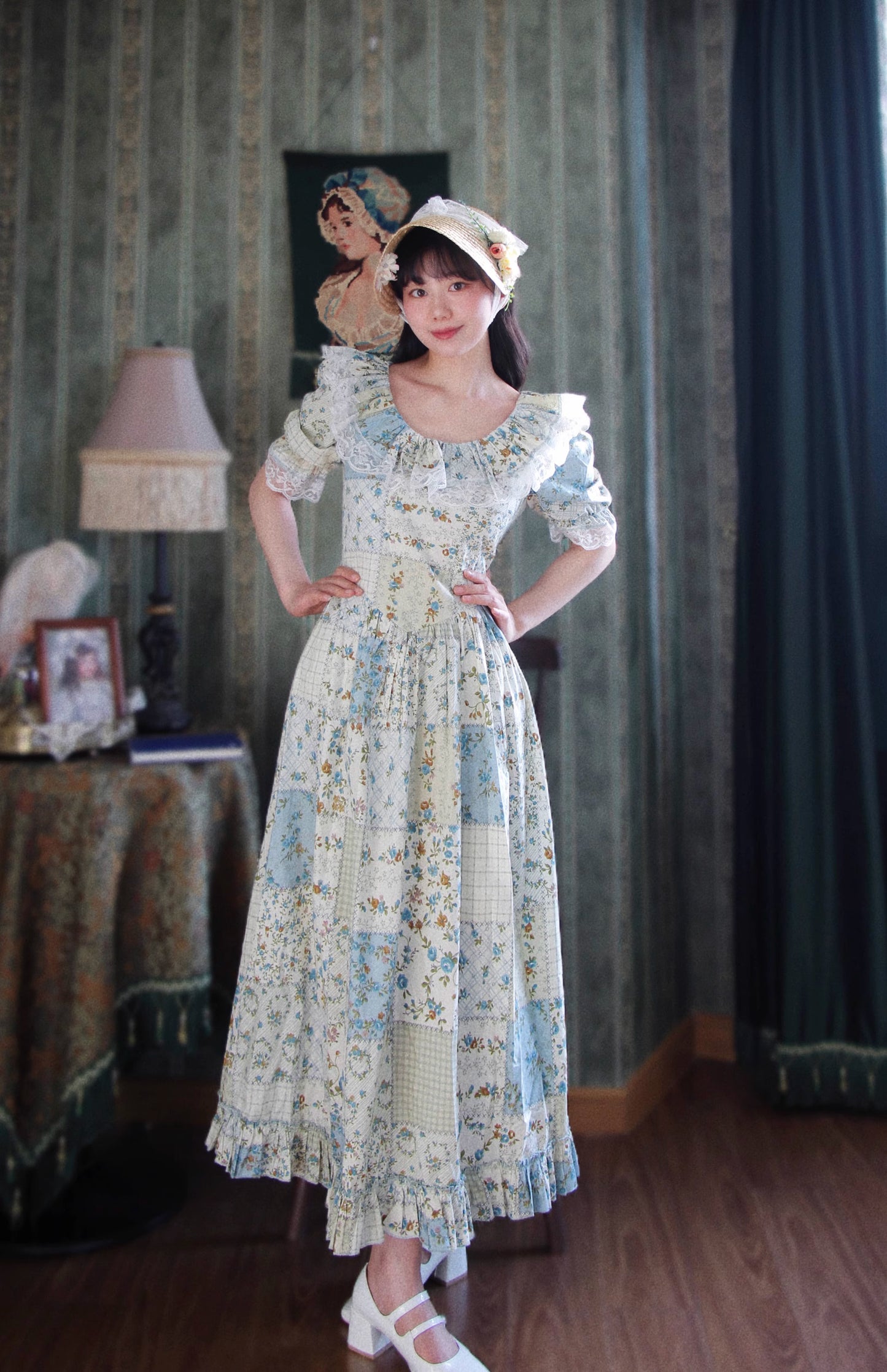 Vintage Pastel Cottagecore Floral Cotton Dress S / Without Apron I Retro Fairy Vintage Pastel Cottagecore Floral Cotton Dress S / Without Apron I Retro Fairy