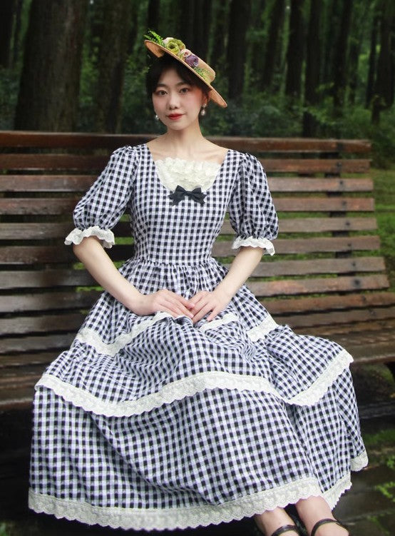 Vintage Remake 1950s Gingham Cake Dress L