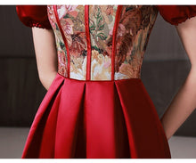 Load image into Gallery viewer, Retro Tapestry Red Prom Dress Wedding Guest Dress

