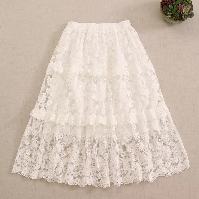 retro skirt vintage skirt lace skirt cottagecore fairycore skirt