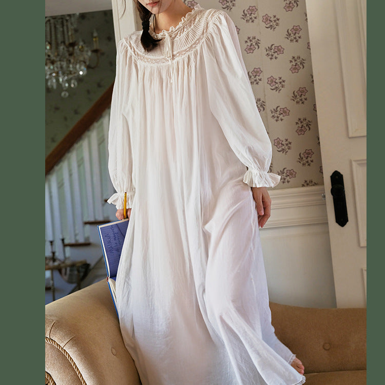Vintage Style Lace Panel Cotton Night Gown