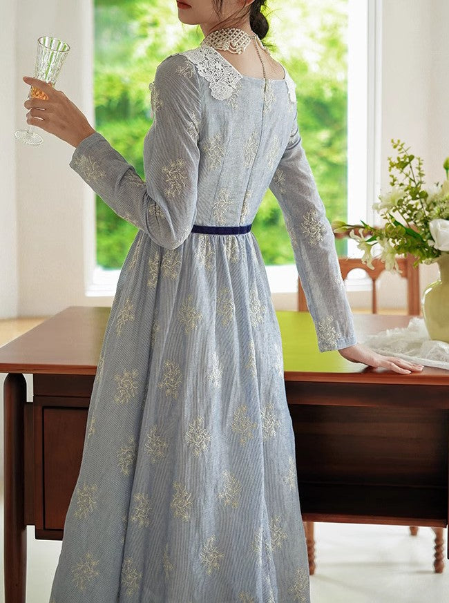 Retro French Lace Trim Embroidered Dress L I Retro Fairy Retro French Lace Trim Embroidered Dress L I Retro Fairy