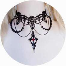 Load image into Gallery viewer, Handmade Gothic Style Black Choker
