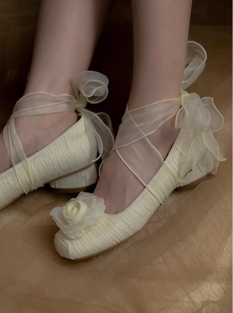 Retro Balletcore Rose Decor Flat