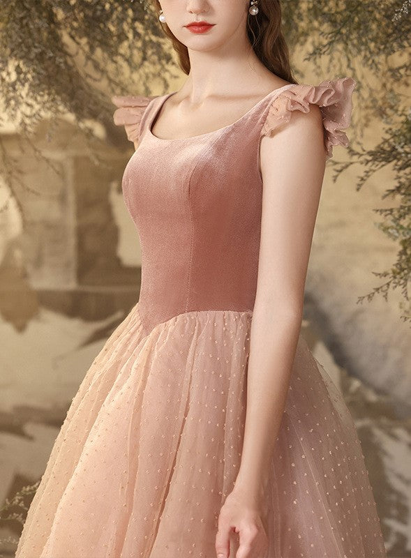 Retro Princess Lace Up Pink Prom Dress