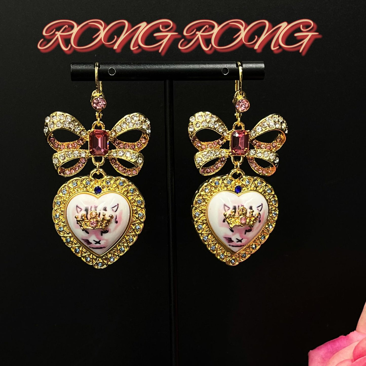 Gold and gemstone earrings ,vintage earrings ,vintage jewelry