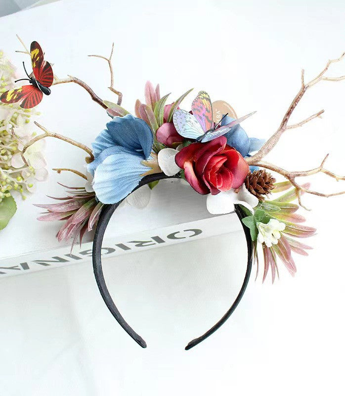 Fairycore Flower Hair Crown Bridal Hair Band