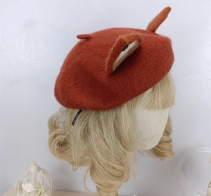 vintage beret vintage hat bonnet cottagecore hat fox beret
