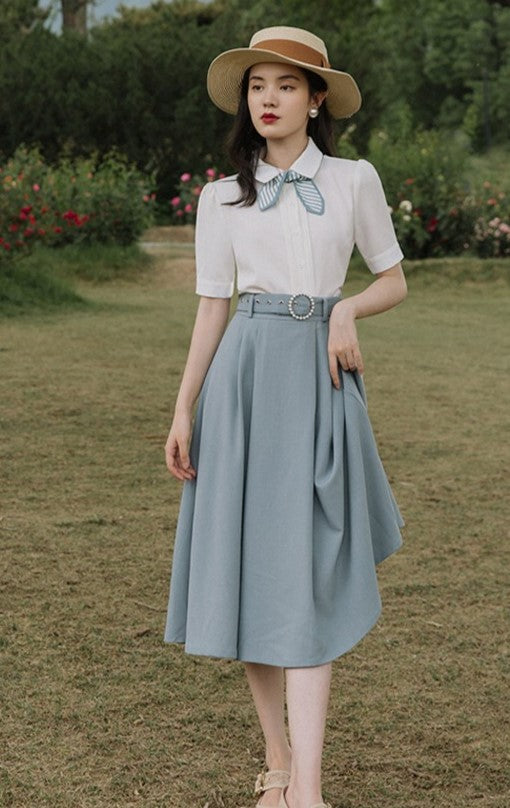 Roman Holiday 1950s Blouse Skirt Set S - Main Image