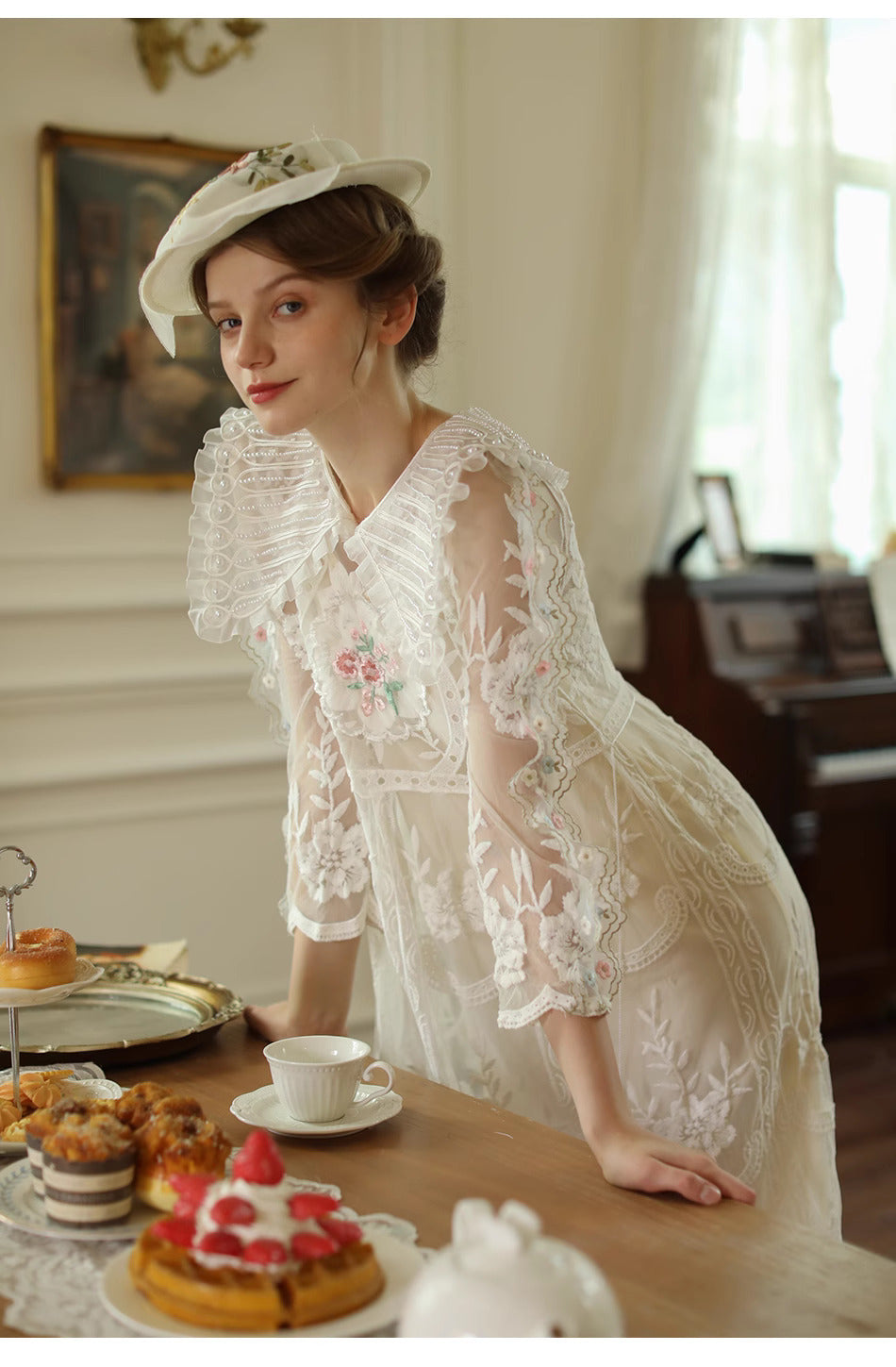Vintage 30s Embroidery Lace Dress