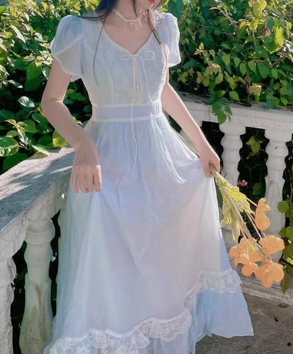 Gunne Sax Remake Pastel Lace Trim 70s Dress Gunne Sax Remake Pastel Lace Trim 70s Dress