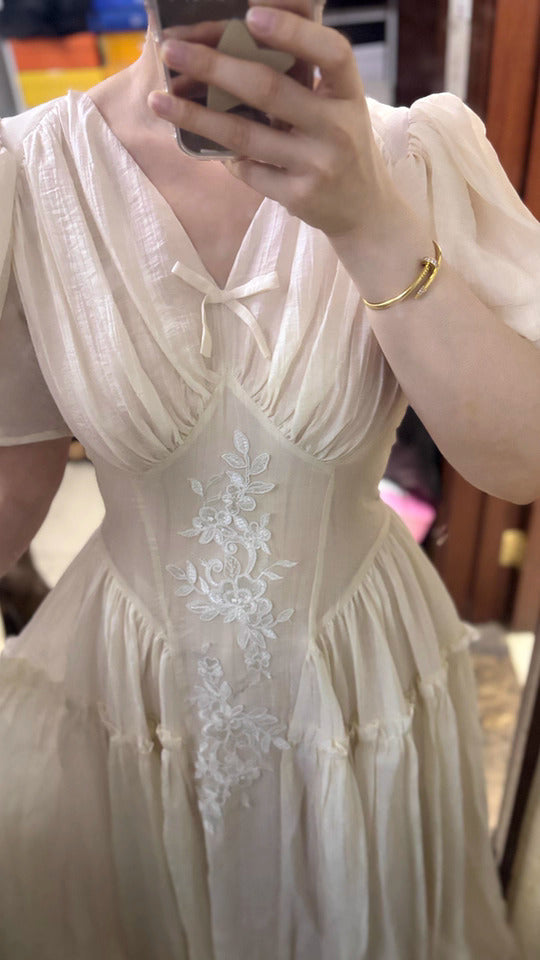 Vintage 1930s Coquette Embroidery Dress