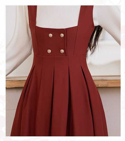 Retro librarian Knit top Pinafore Dress Set M / Pinafore Dress Only I Retro Fairy Retro librarian Knit top Pinafore Dress Set M / Pinafore Dress Only I Retro Fairy