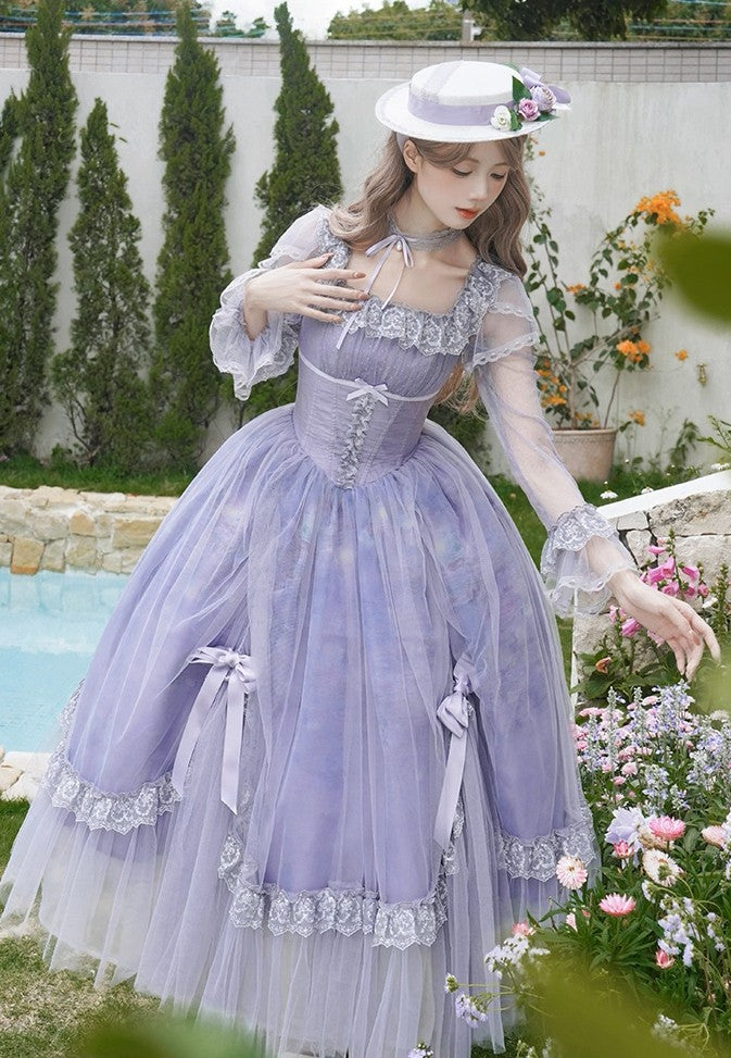 Coquette Princess Ruffled Tulle Corset Dress