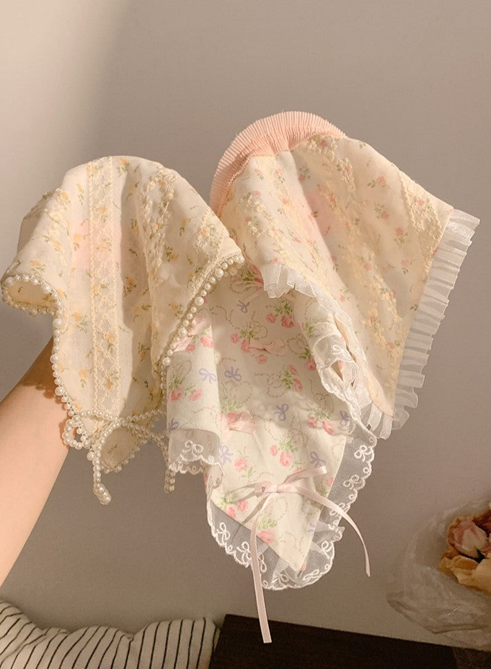 Retro Cottagecore Floral Head Scarf