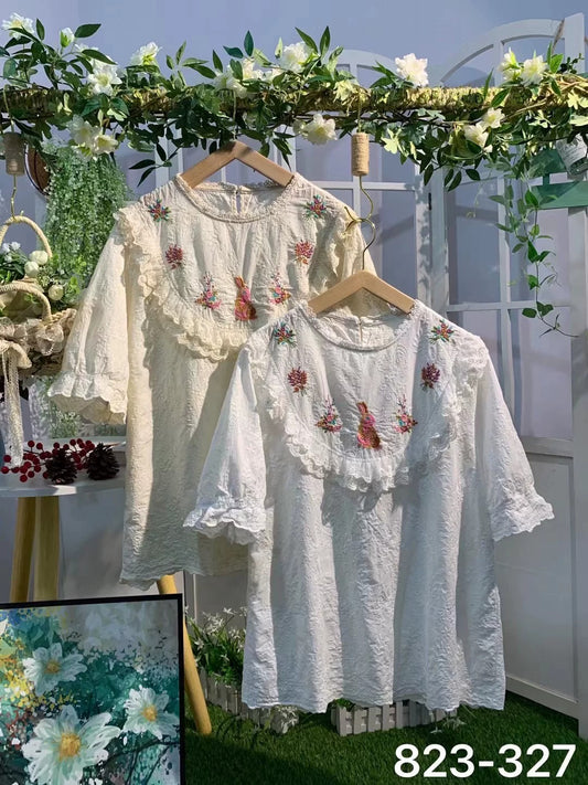 Cottagecore Embroidery Cotton Blouse