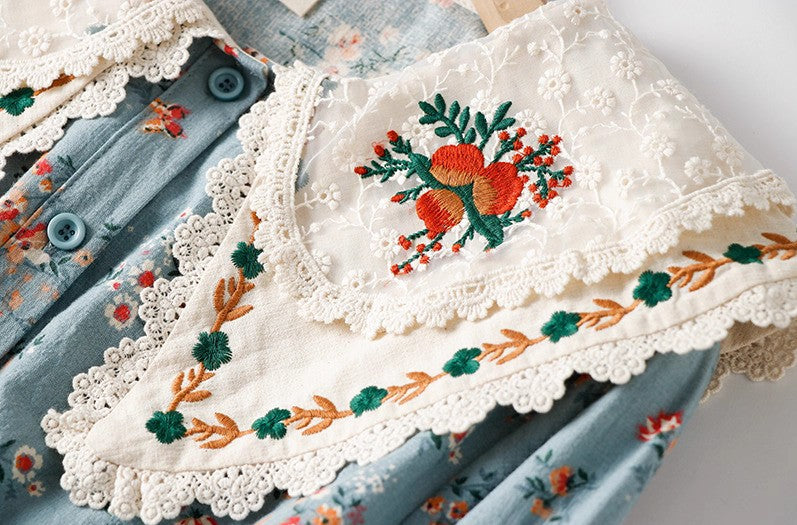 Mori Kei Floral Embroidery Dress
