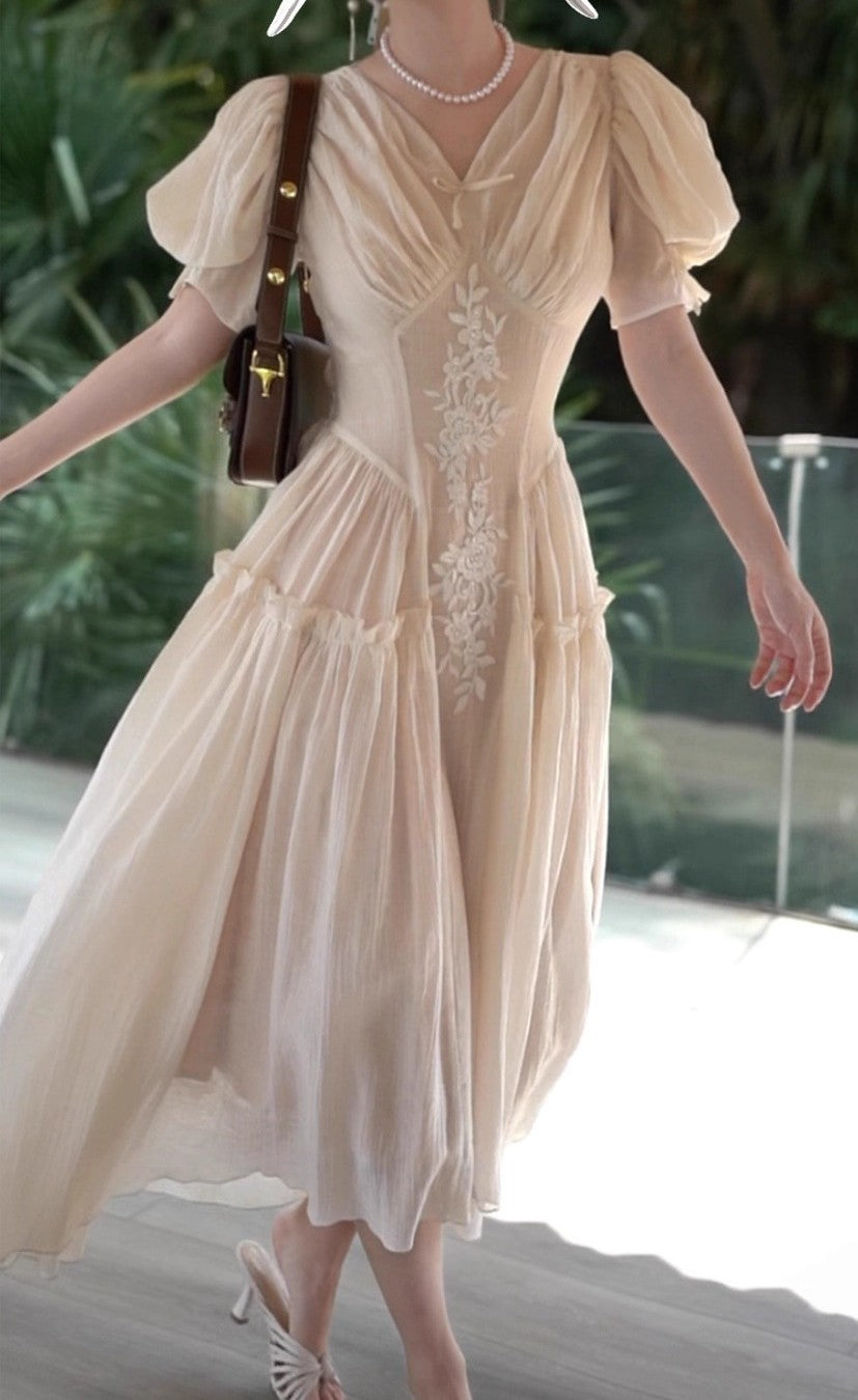 Vintage 1930s Coquette Embroidery Dress