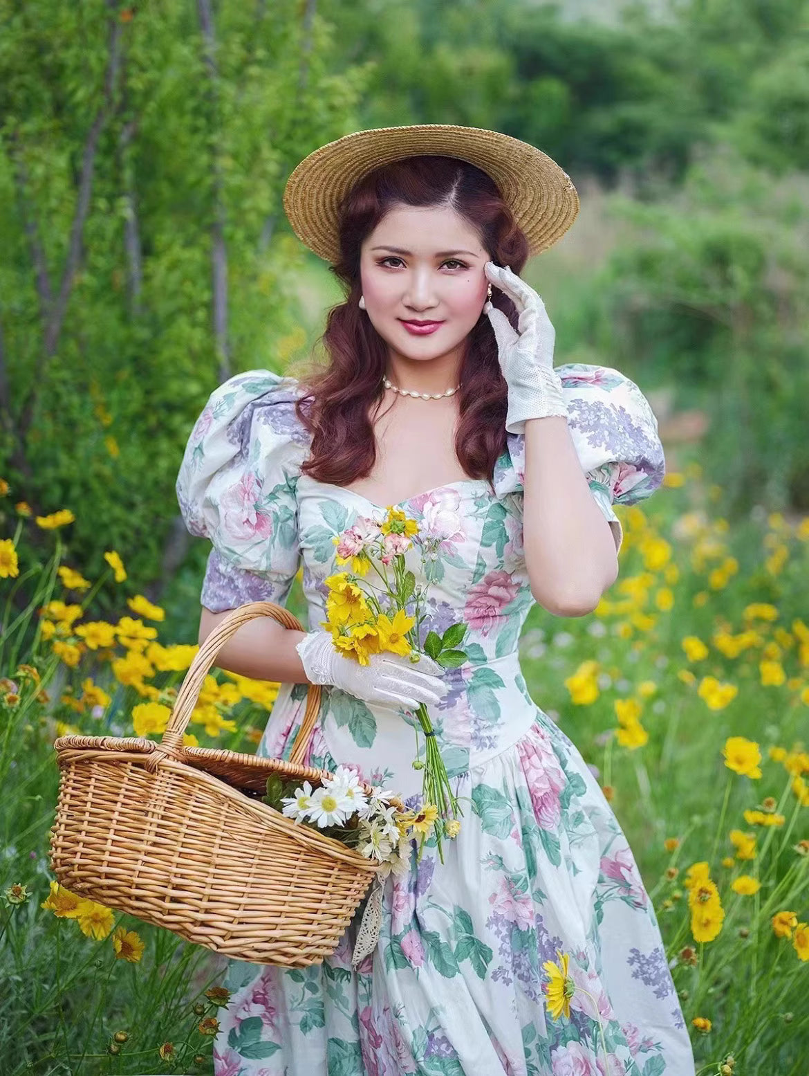 laura ashley dress Laura Ashley Remake Floral Puff Sleeves Dress M I Retro Fairy