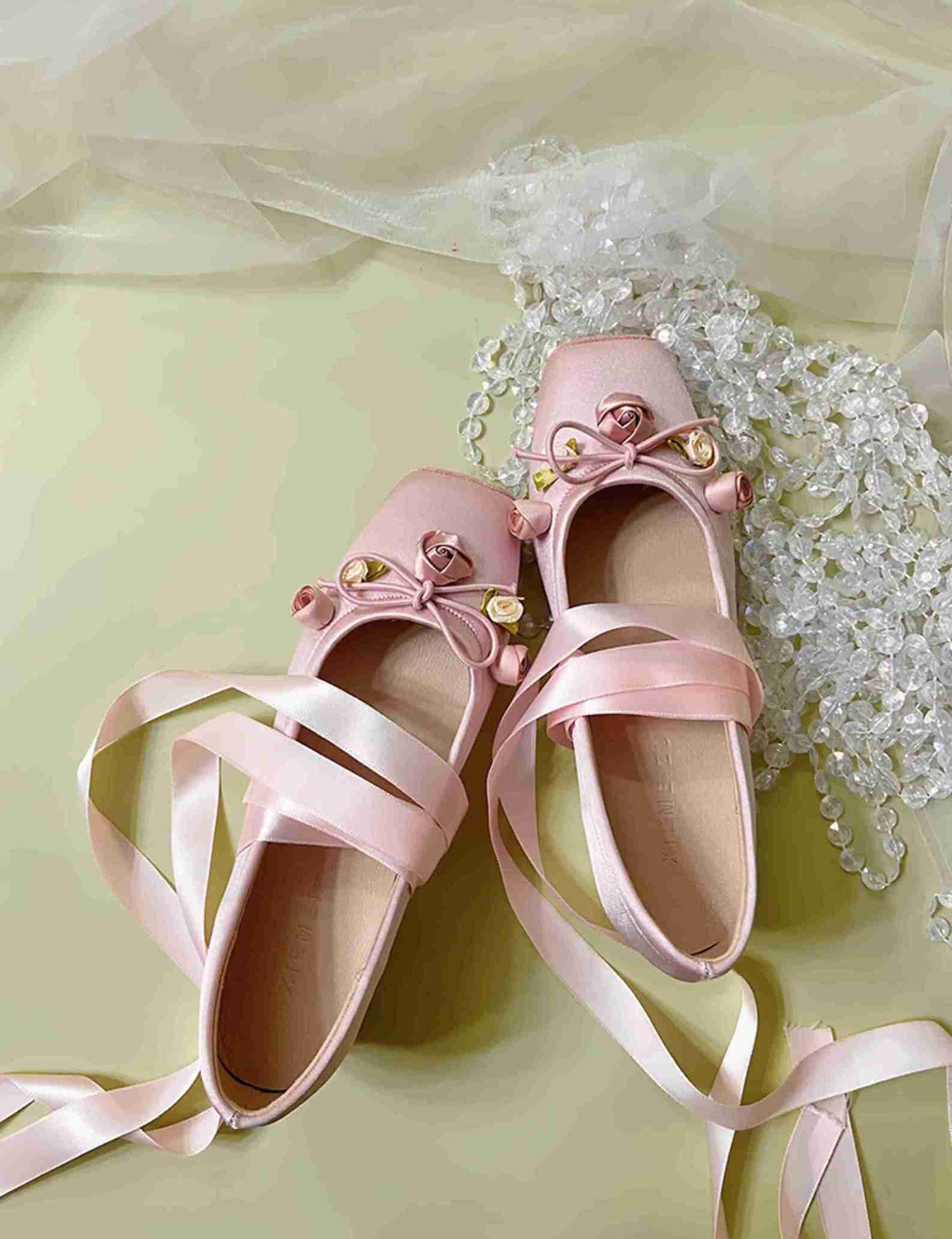 Balletcore  Rose Cross-Strap Chunky Heels