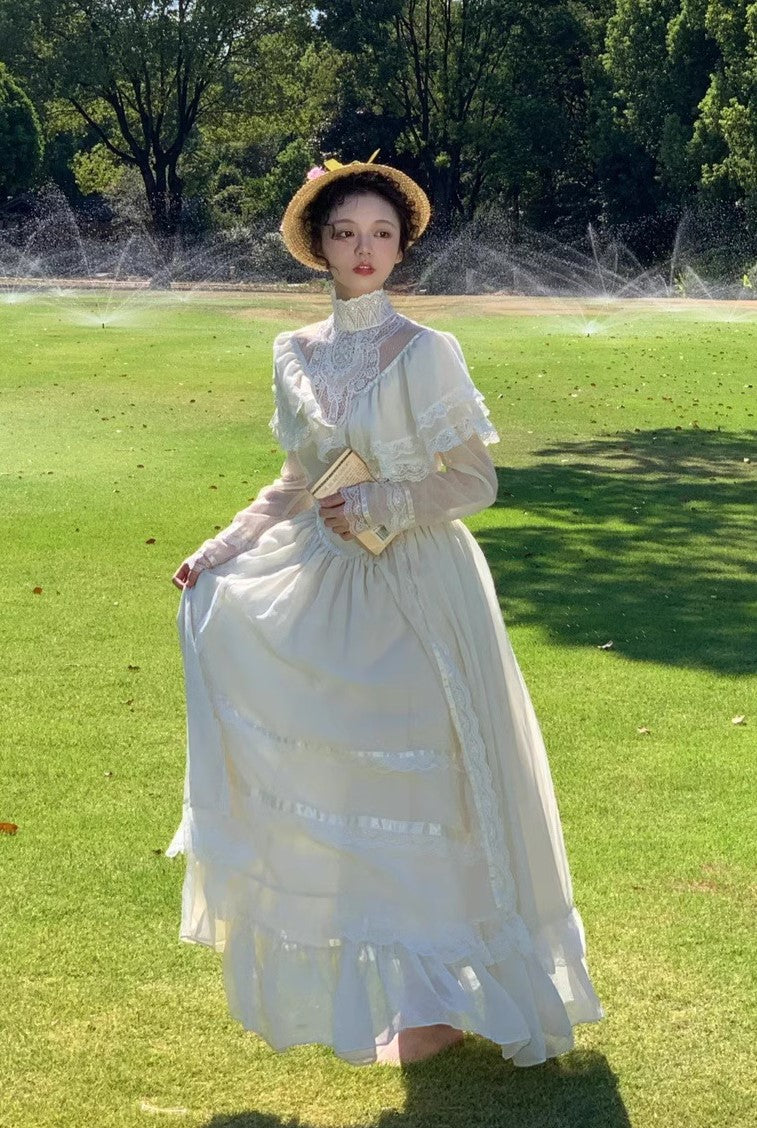 vintage dress cottagecore dress party dress 1930s 1940s dress 1950s dress 1900 dress Edwardian dress Prairie dress Lawn dress Period Drama Style Regency Dress gunnesax dress 