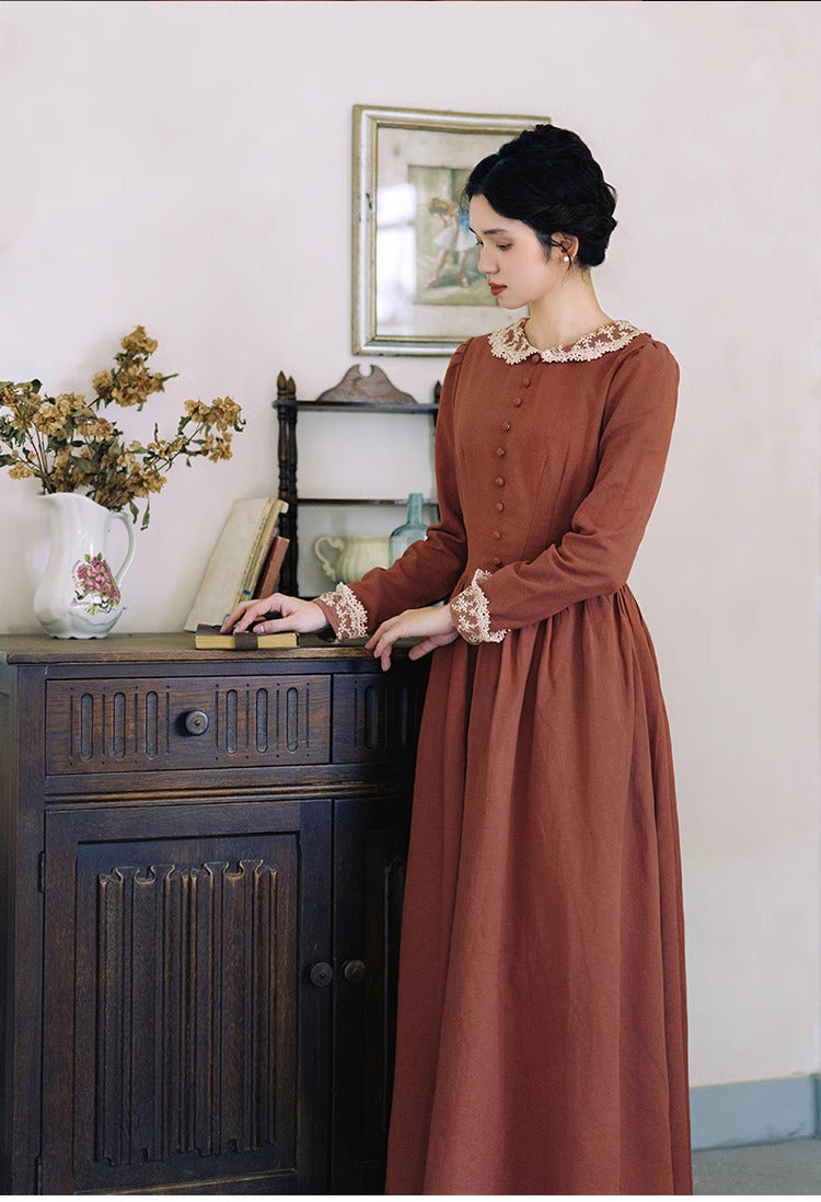Period Drama Inspired Lace Collar Vintage Dress