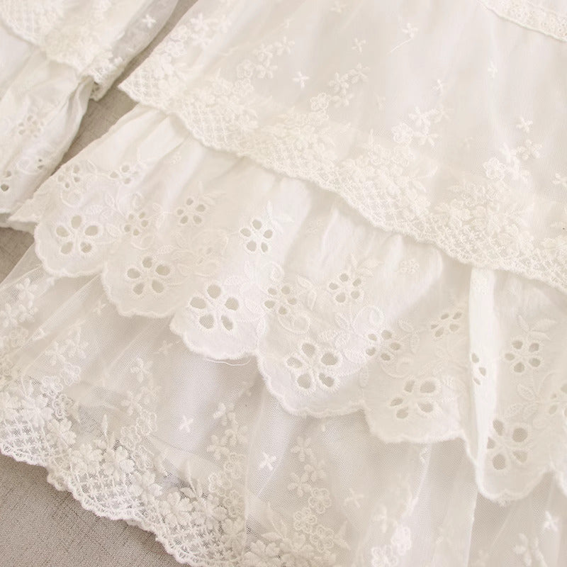 Cottagecore Lace Stitched Wide Leg Pants