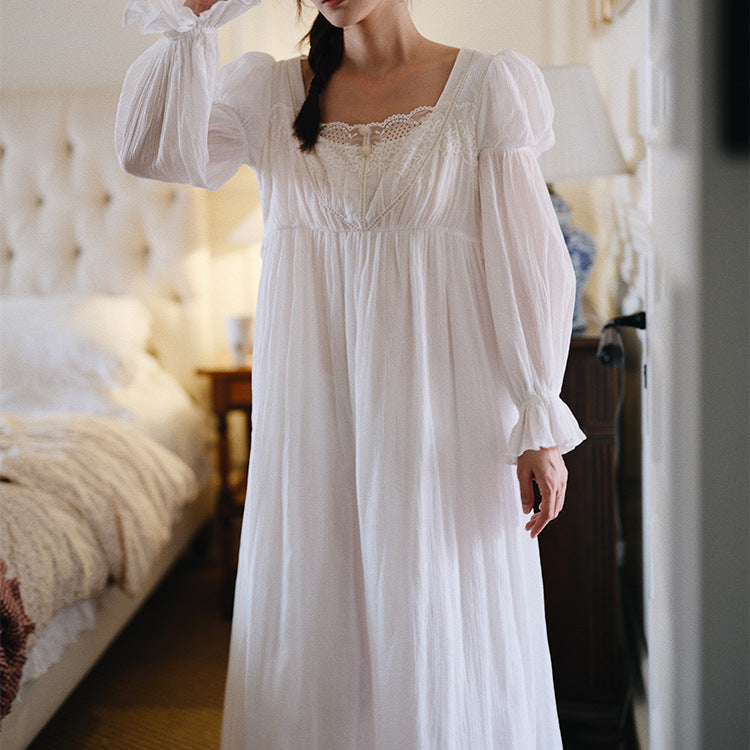 Regency Style Puff Sleeves Cotton Night Gown M I Retro Fairy