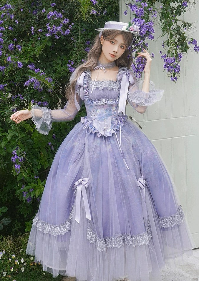 Coquette Princess Ruffled Tulle Corset Dress