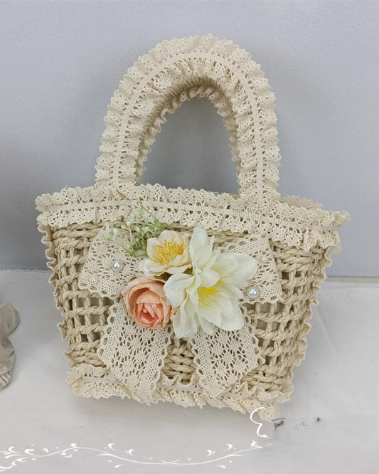 vintage handbag cottagecore straw bag